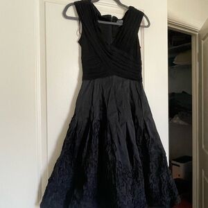Adrianna Papell Black Textured Midi Dress